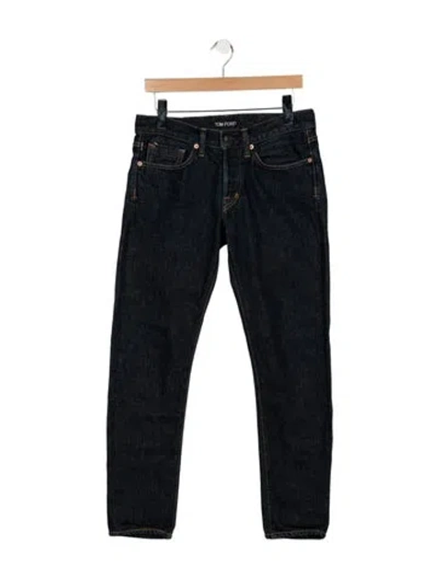 Pre-owned Tom Ford Mid-rise Straight Leg Jeans In Blue