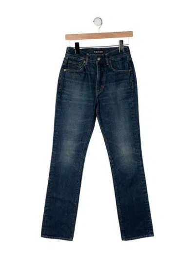 Pre-owned Tom Ford Mid-rise Straight Leg Jeans In Blue