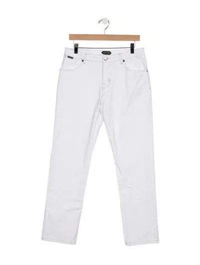Pre-owned Tom Ford Mid-rise Straight Leg Jeans In Blue/white
