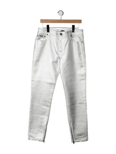 Pre-owned Tom Ford Mid-rise Straight Leg Jeans In Metallic/silver