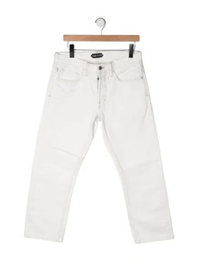 Pre-owned Tom Ford Mid-rise Straight Leg Jeans In White