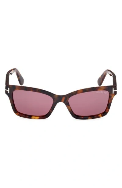 Tom Ford Mikel 54mm Square Sunglasses In Vintage Havana/eco/t Logo