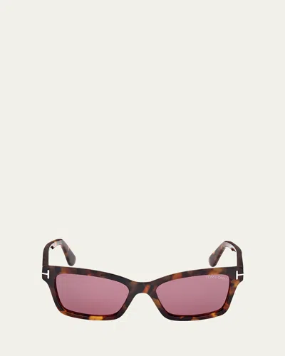 Tom Ford Mikel Acetate Square Sunglasses In Shiny Vintage Havana Bordeaux Mirror Lenses