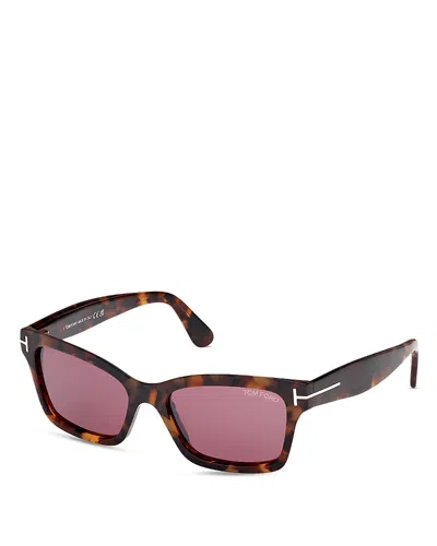 Tom Ford Mikel Acetate Square Sunglasses In Havana/pink Mirrored Solid