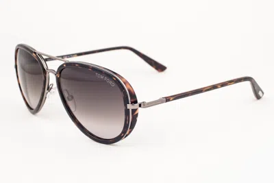 Pre-owned Tom Ford Miles 341 09p Havana Black / Gray Gradient Sunglasses Ft341 09p 55mm