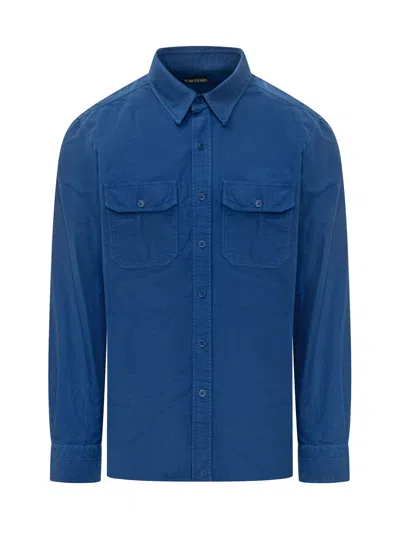 Tom Ford Military Fit Shirt In Electric Blue