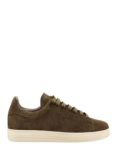 Tom Ford Military Green Suede Warwick Sneakers In Black