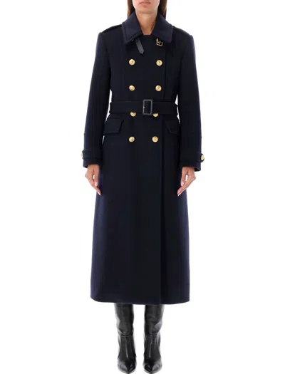 Tom Ford Double-breasted Military Coat In Blue