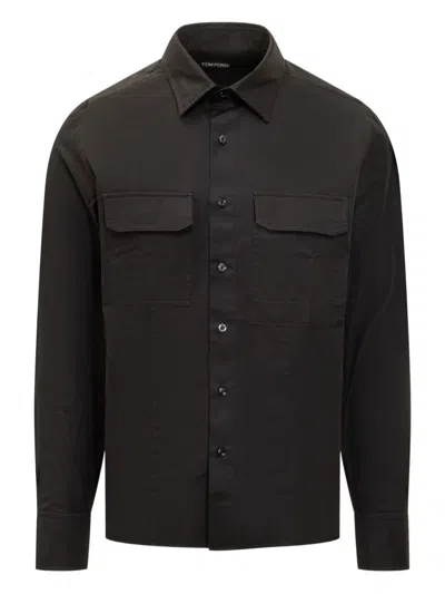 Tom Ford Military-pocket Shirt In Black