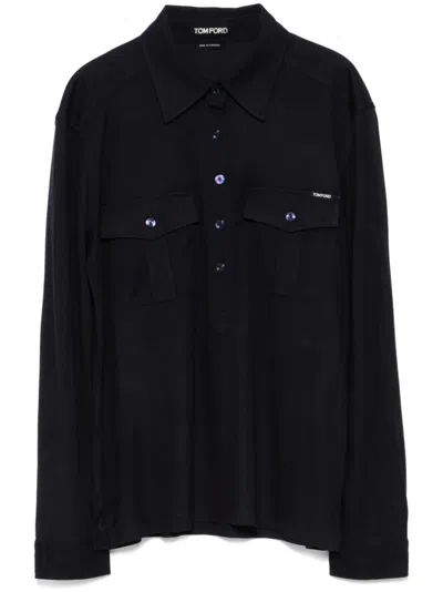 Tom Ford Military Shirt In Blue