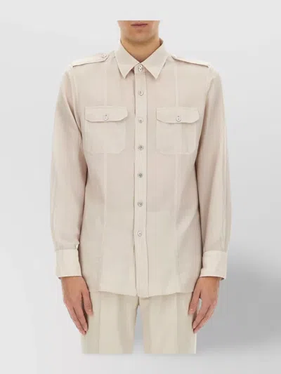 TOM FORD MILITARY SHIRT IN COTTON AND SILK