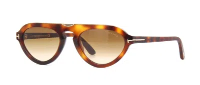 Pre-owned Tom Ford Milo-02 Ft 0737 Blonde Havana/brown Amber Shaded (53f) Sunglasses