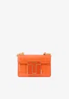 Tom Ford Mini 001 Chain Shoulder Bag In Croc-embossed Leather In Orange
