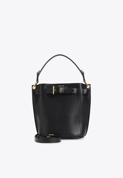 Tom Ford Mini Audery Leather Bucket Bag In Black