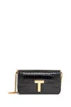 Tom Ford Mini Shoulder Bag In Stamped Crocodile Calf Leather In Black