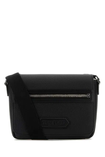 Tom Ford Mini Black Leather Small Traveller Crossbody Handbag In White
