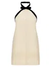 Tom Ford Bow-embellished Velvet-trimmed Wool And Silk-blend Crepe Mini Dress