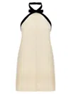 Tom Ford Bow-embellished Velvet-trimmed Wool And Silk-blend Crepe Mini Dress In Multicolor