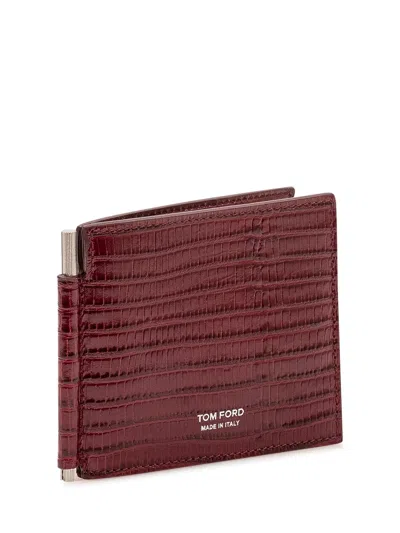 Tom Ford Mini Cardholder With Clip In Ruby Red