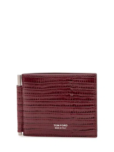 Tom Ford Mini Cardholder With Clip In Ruby Red