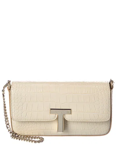 Tom Ford Mini Croc-embossed Leather Shoulder Bag In Neutral