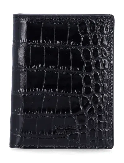 Tom Ford Mini Croc-embossed Leather Wallet - Elegant & Functional In Black