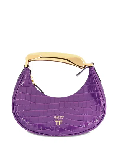 Tom Ford Mini Crocodile-effect Top-handle Tote Bag In Purple