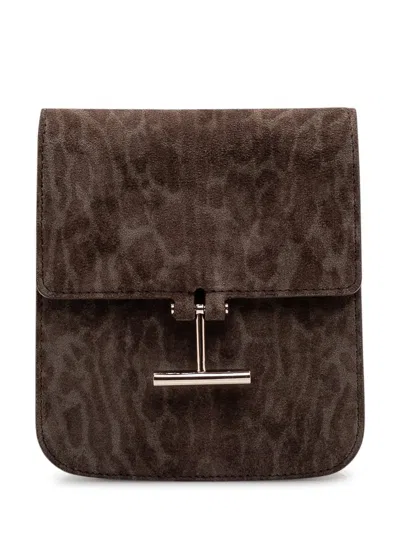 Tom Ford Mini Crossbody Clutch With Magnetic Closure In Brown/khaki