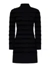 Tom Ford Velvet Stripe Long Sleeve Knit Minidress In Black