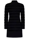Tom Ford Velvet Stripe Long Sleeve Knit Minidress In Black