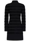 Tom Ford Velvet Stripe Long Sleeve Knit Minidress In Black
