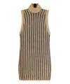 Tom Ford High-neck Ribbed Minidress In Gold