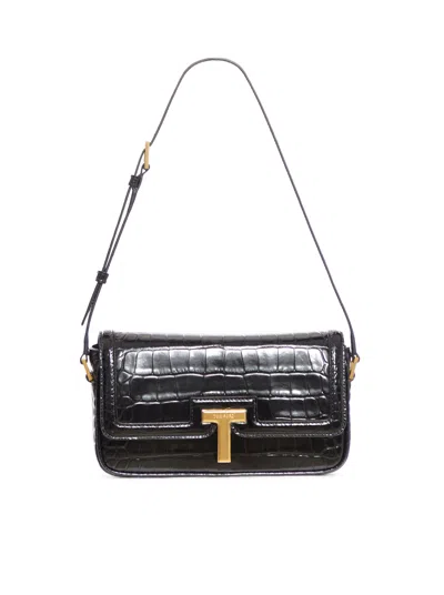 Tom Ford Mini Embossed Crocodile Leather Bag In Black