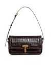 Tom Ford Mini Embossed Crocodile Leather Bag In Espresso