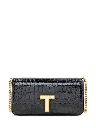 Tom Ford Mini Embossed Leather Bag In Black