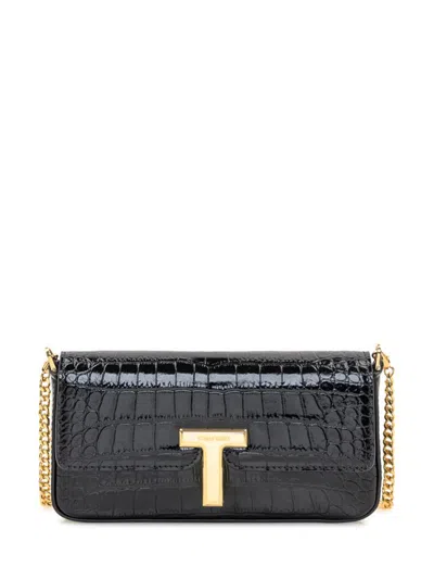 Tom Ford Mini Embossed Leather Bag In Black