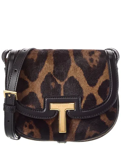 Tom Ford Mini Haircalf & Leather Shoulder Bag In Brown