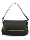 Tom Ford Folded-design Pebbled-leather Shoulder Bag In Black