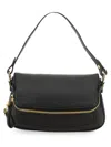 Tom Ford Folded-design Pebbled-leather Shoulder Bag In Black