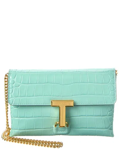 Tom Ford Mini Leather Shoulder Bag In Blue