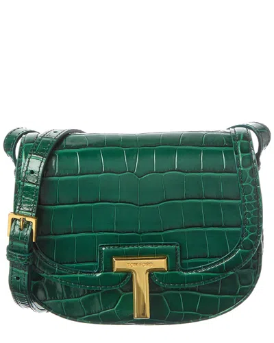 Tom Ford Mini Leather Shoulder Bag In Green