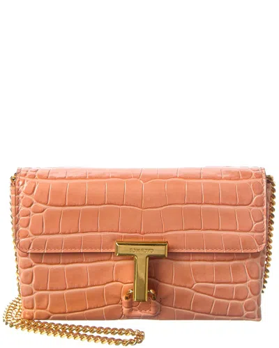 Tom Ford Mini Leather Shoulder Bag In Orange