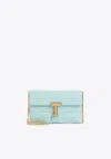 Tom Ford Mini Monarch Shoulder Bag In Croc-embossed Leather In Light Blue