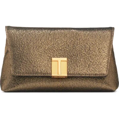 Tom Ford Mini Nobile Hammered Lamé Clutch In Gold