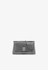 Tom Ford Gunmetal Mini Hammered-effect Fabric Nobile Bag In Silver