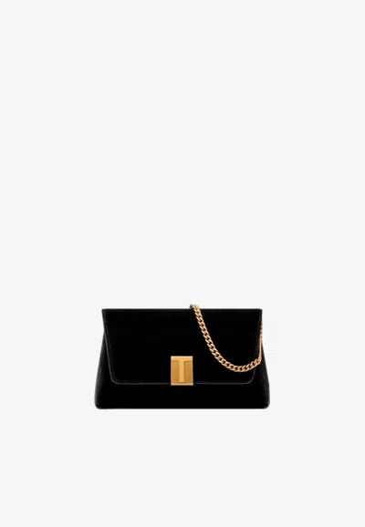 Tom Ford Mini Nobile Velvet Clutch Bag In Black