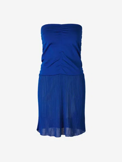 Tom Ford Mini Ruched Dress In Blue