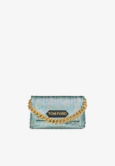Tom Ford Mini Sequin Embellished Top Handle Bag In Metallic