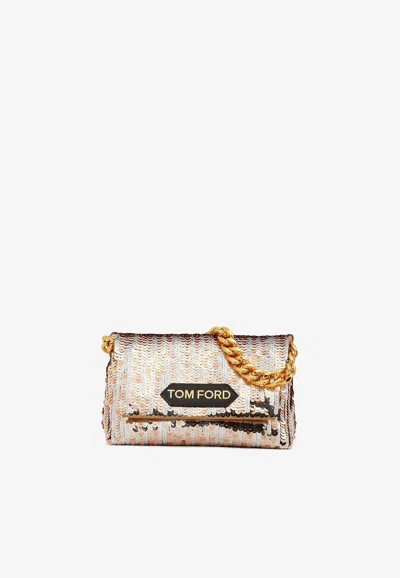 Tom Ford Mini Sequin Embellished Top Handle Bag In Metallic