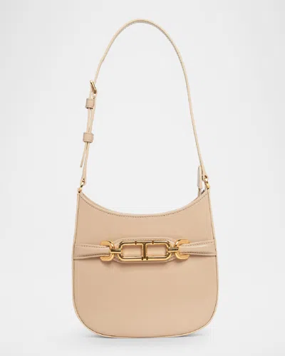 Tom Ford Mini Shoulder Bag In Leather In Light Beige
